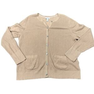 Isaac Mizrahi Live! Tan Button Down Cardigan Women’s Large